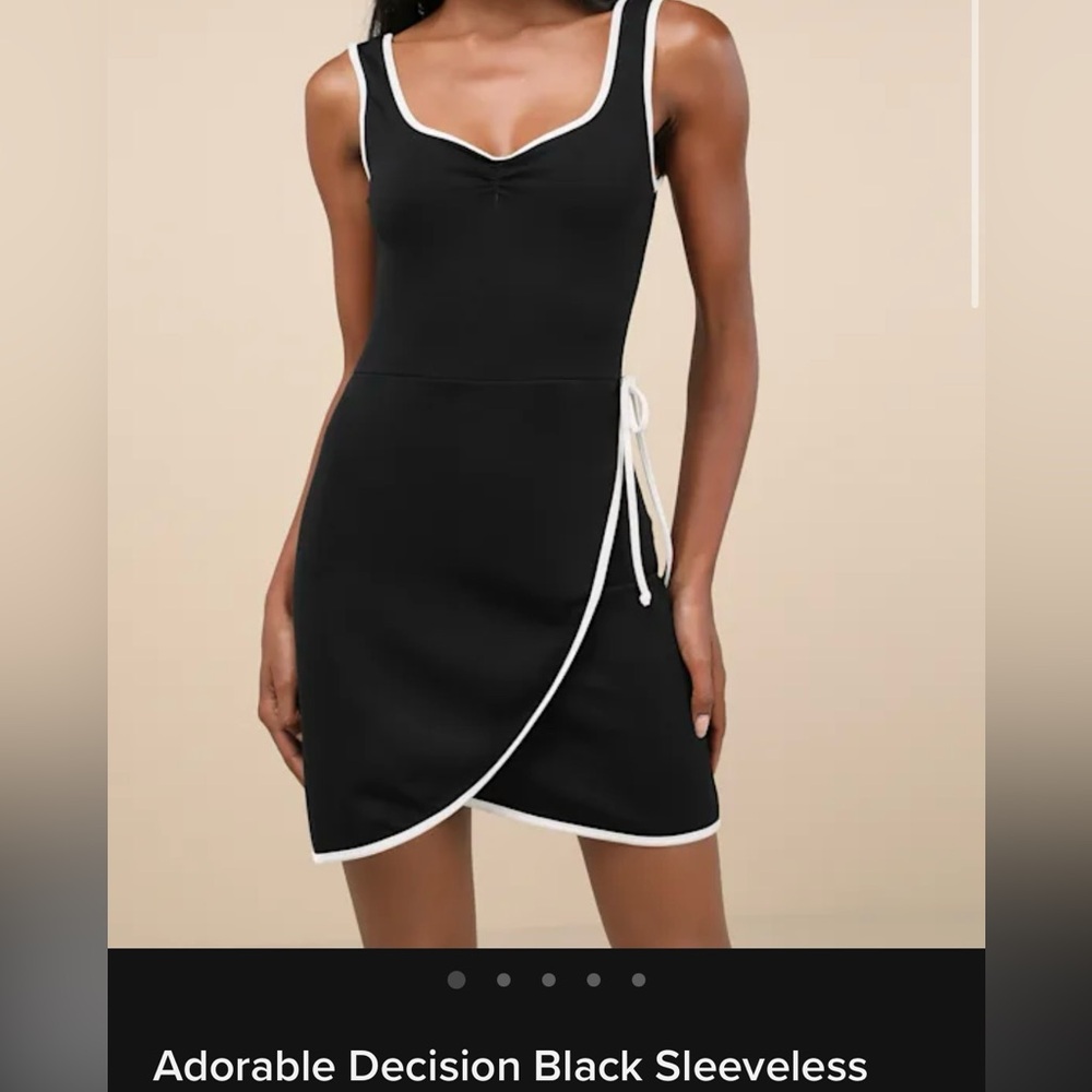 Adorable Decision Black Sleeveless Faux-Wrap Mini Dress